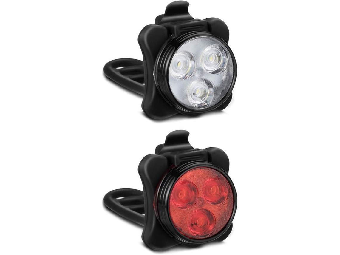 Yuru kit de Luzes para Bicicleta Recarregáveis, Super Brilhantes Led, Dianteira e Traseira, 4 Modos de Iluminação