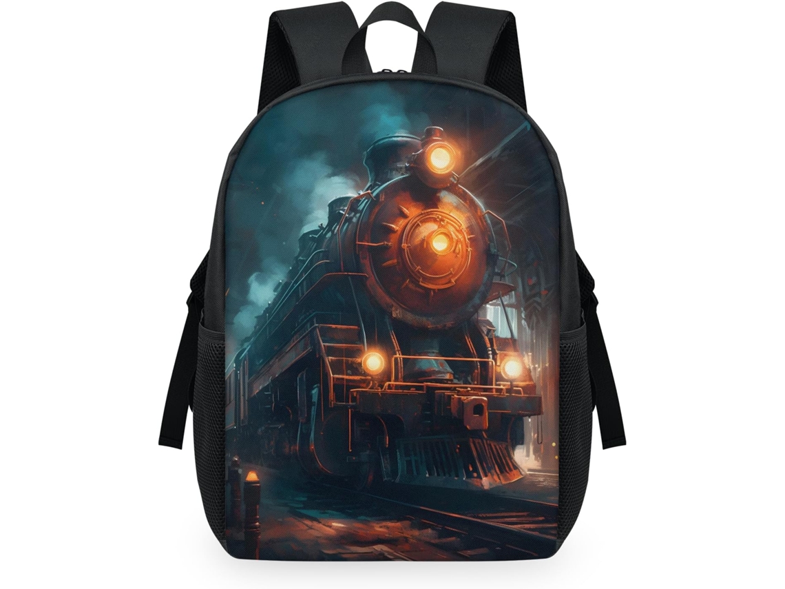 Mochila Vintage com Estampa Aquarela de Trem a Vapor para Mulheres 32 5 X 15 X 44 9 Cm Tecido de Malha Estampa