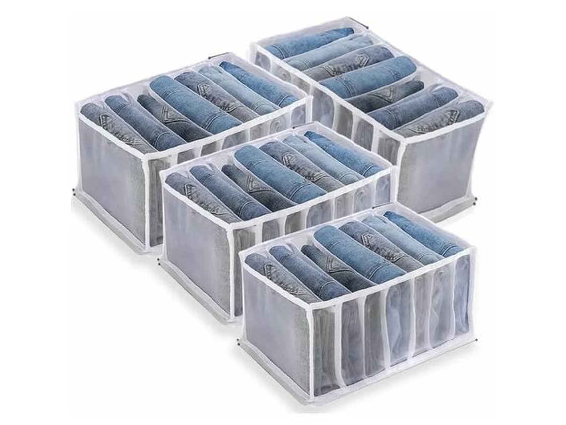 Organizador Jeans Roupa Divisores Gaveta Calças RNEMITERY Azul (30x25x9cm)
