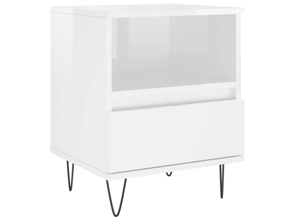 Mesa de Cabeceira MAISON EXCLUSIVE em Derivados Madeira Branco Brilhante (40x35x50 cm)