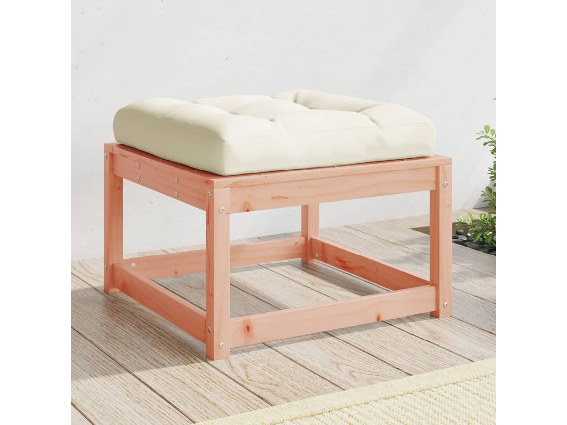 Apoio De Pés P/ Jardim C/ Almofadão Madeira De Douglas Maciça Dkd Home Decor