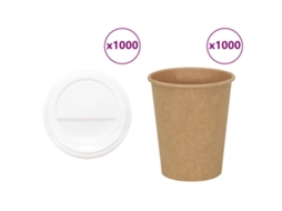 Vidaxl Copos De Café De Papel Com Tampas 1000 Pcs 8oz 200ml
