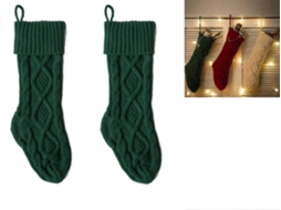 2 Meias De Natal Verdes Para Decoração, Para Árvore De Natal, Lareira E Loja. Loja Olysi