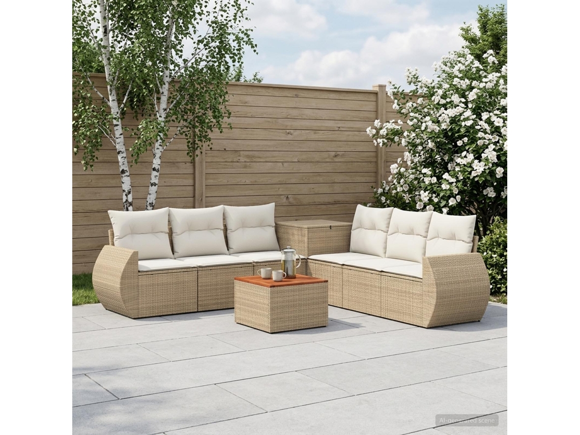 Vidaxl Conjunto De Sofás 8 Unid. Bege E Branco Creme