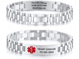 Pulseira De Identificação Médica Personalizada Para Homens, Gravação Gratuita, Estilo Pulseira De Relógio Em Aço