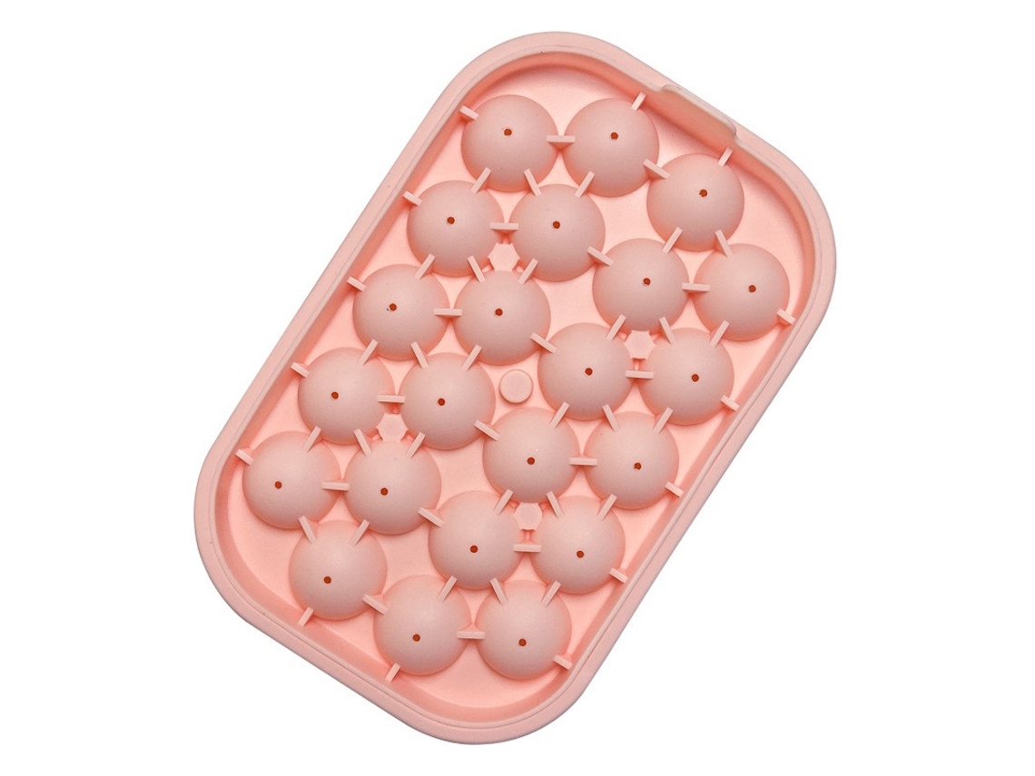 Molde Esférico De Gelo Em Silicone Com Tampa, Rosa, 22 Bolas, Para Bebidas