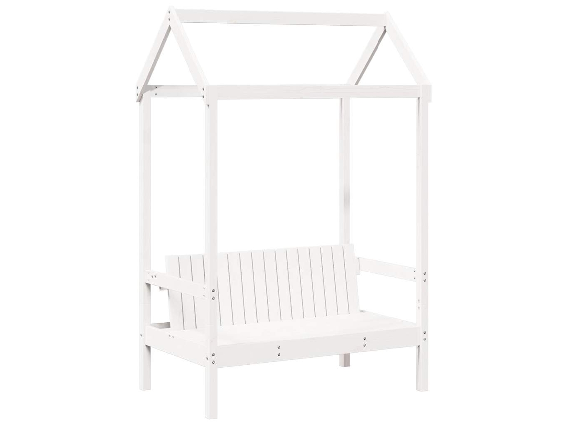 Banco com Telhado PINHO MACIÇO BRANCO 117,5x70x176,5 cm