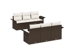 Conjunto 7 Conjunto De Sofá De Jardim Vidaxl Castanho Vime Pe (55 X 55 X 37 Cm)