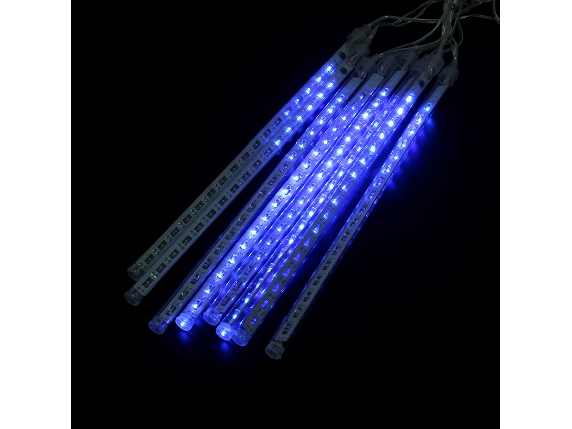 8pcs/set lâmpadas tubulares chuva de meteoro led 30cm 144 luzes decoração azul | S/MARCA