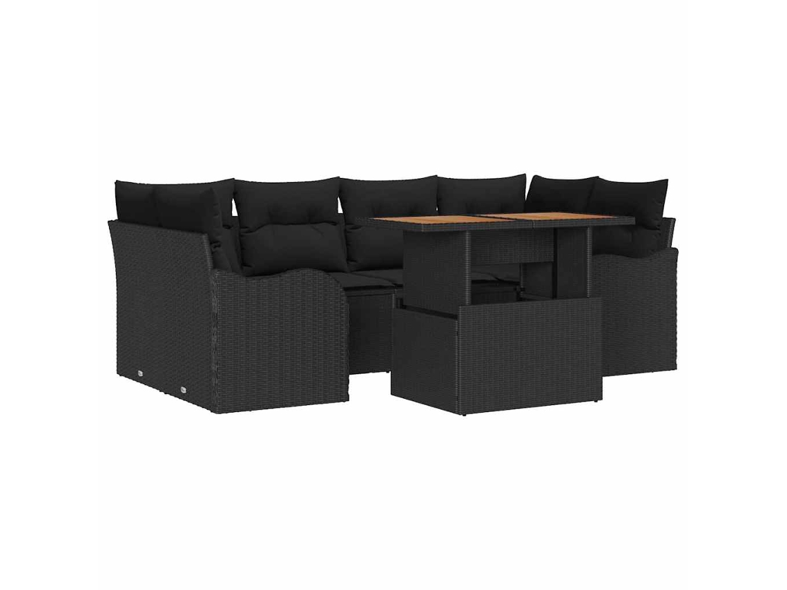 Maison Exclusive - Conjunto De Sofá De Jardim 7 Pcs Preto Rattan Sintético