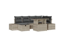 Conjunto 7 Sofá Modular Vidaxl Cinzento-claro Vime Pe (100 X 55 X 73 Cm)