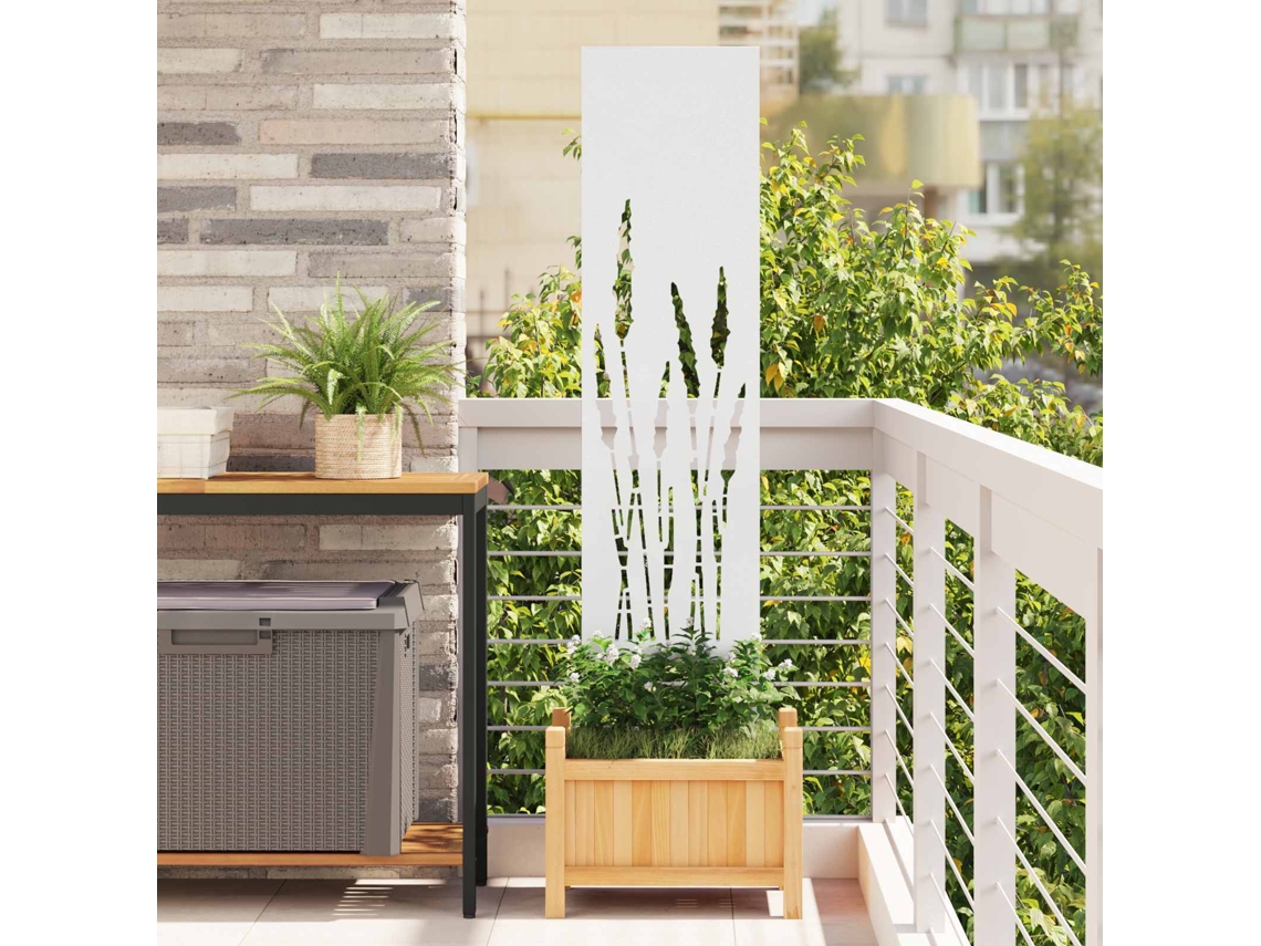 Vidaxl Tela De Privacidade Para Jardim Fretwork Branco 32 X 140 Cm