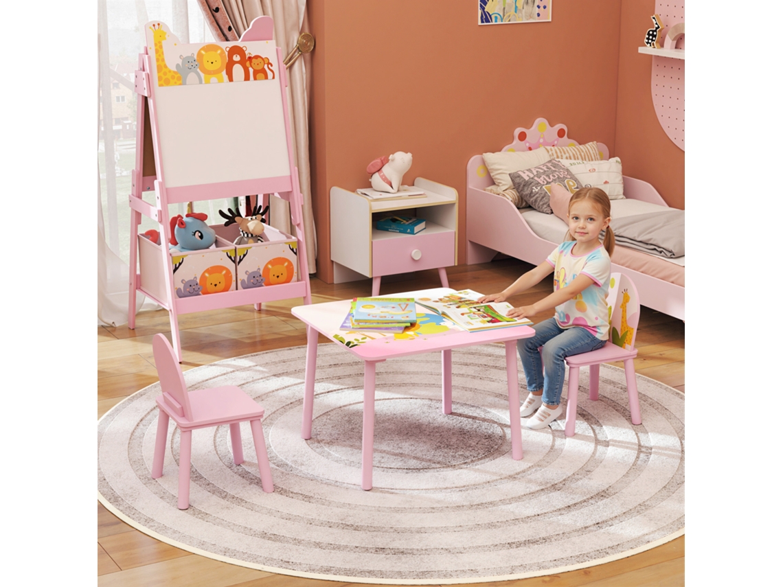 Mesa Infantil 2 Meninas 3 Cadeiras Infantis Padrão Meninos Rosa 8 Anos