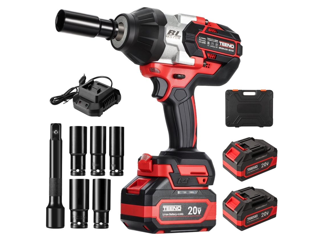 Chave De Impacto Sem Escova 1/2" 1300 Nm, 2 Baterias De 4,0 Ah, Com 5 Soquetes (17/19/21/22/24 Mm)