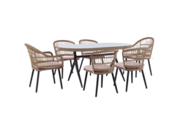 Conjunto De Refeição De Jardim Com Cadeiras Beliani Aliano De Ratan Sintético Rosa Pastel 159x94x76