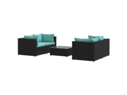 Maison Exclusive - 5 Pcs Conjunto Lounge De Jardim C/ Almofadões Vime Pe Preto