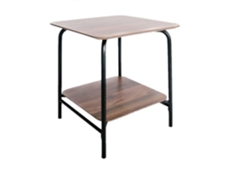 Mesa de Apoio em Metal e Mdf com 1 Prateleira Marrom e Preto INTEMPORA