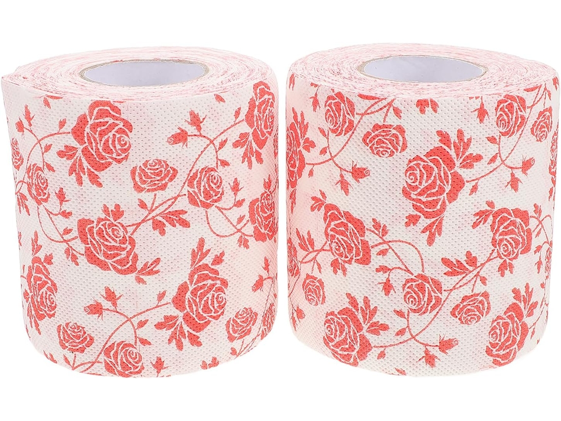 Papel Higiênico GOKOCO, decorativo, estampa rosas, pacote com 2