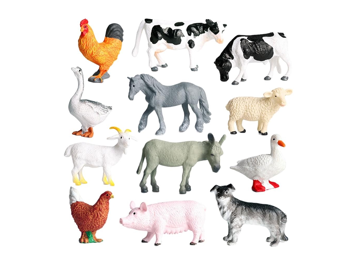 MEOIRUERY Conjunto De 12 Figuras De Animais De Fazenda Porco, Cachorro, Vaca, Ovelha, Cavalo, Pato, Galinha