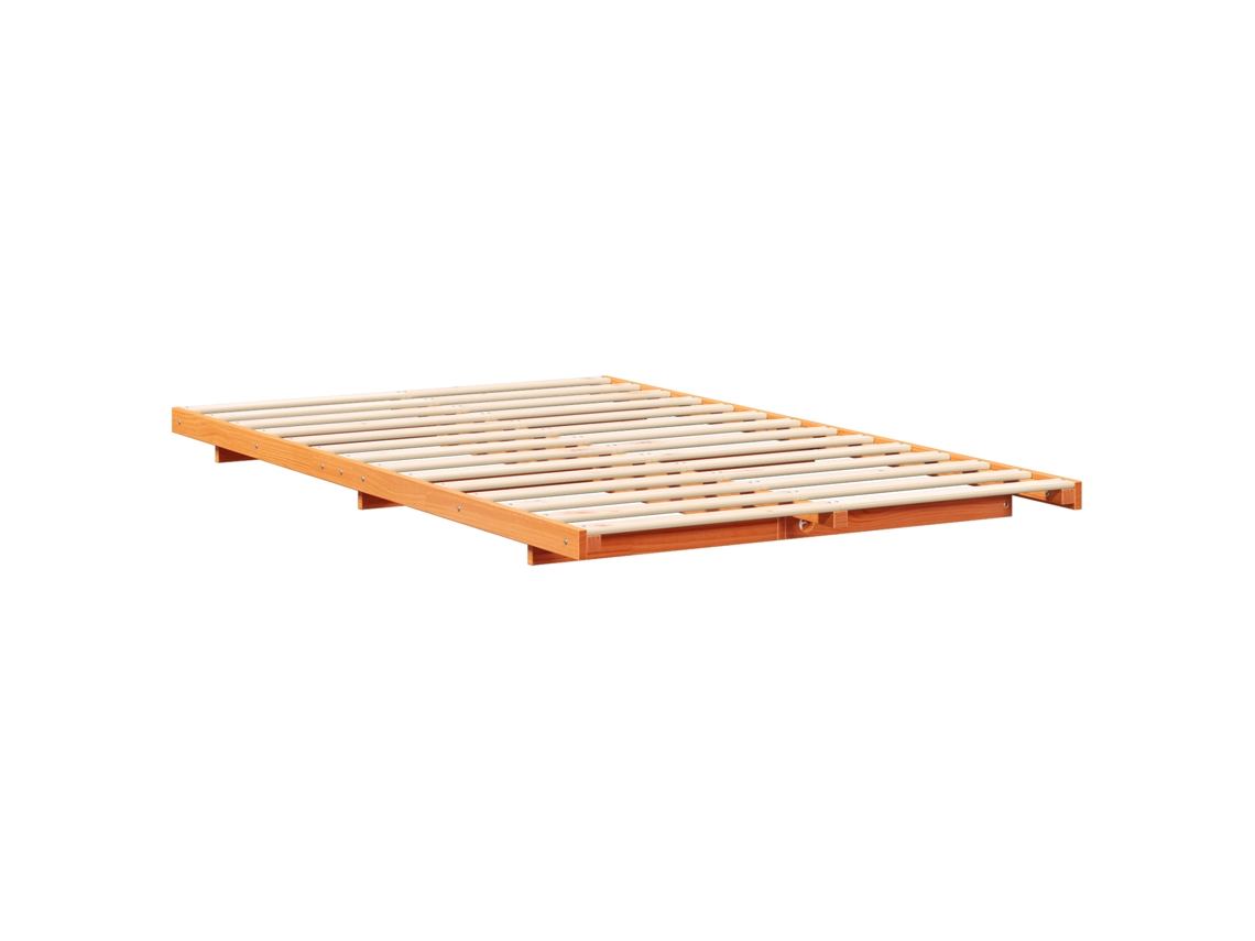 Conjunto 1 Estrutura Da Cama Vidaxl Castanho Madeira De Pinho Maciça (140 X 190 Cm)