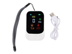 Detector De Co Portátil Multifuncional Com Temperatura E Umidade Para Exterior Dc 5v Branco