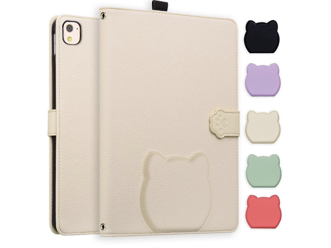 Capa de couro com estampa de gato e lichia Webake para tablet inteligente