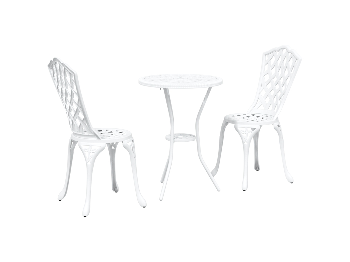 Conjunto 3 Conjunto De Móveis De Jardim Vidaxl Branco Alumínio (53 X 53 X 70,5 Cm)