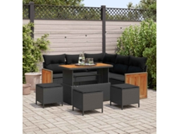Vidaxl Conjunto De Sofá De Jardim 9 Unid. 9-número De Lugares Preto