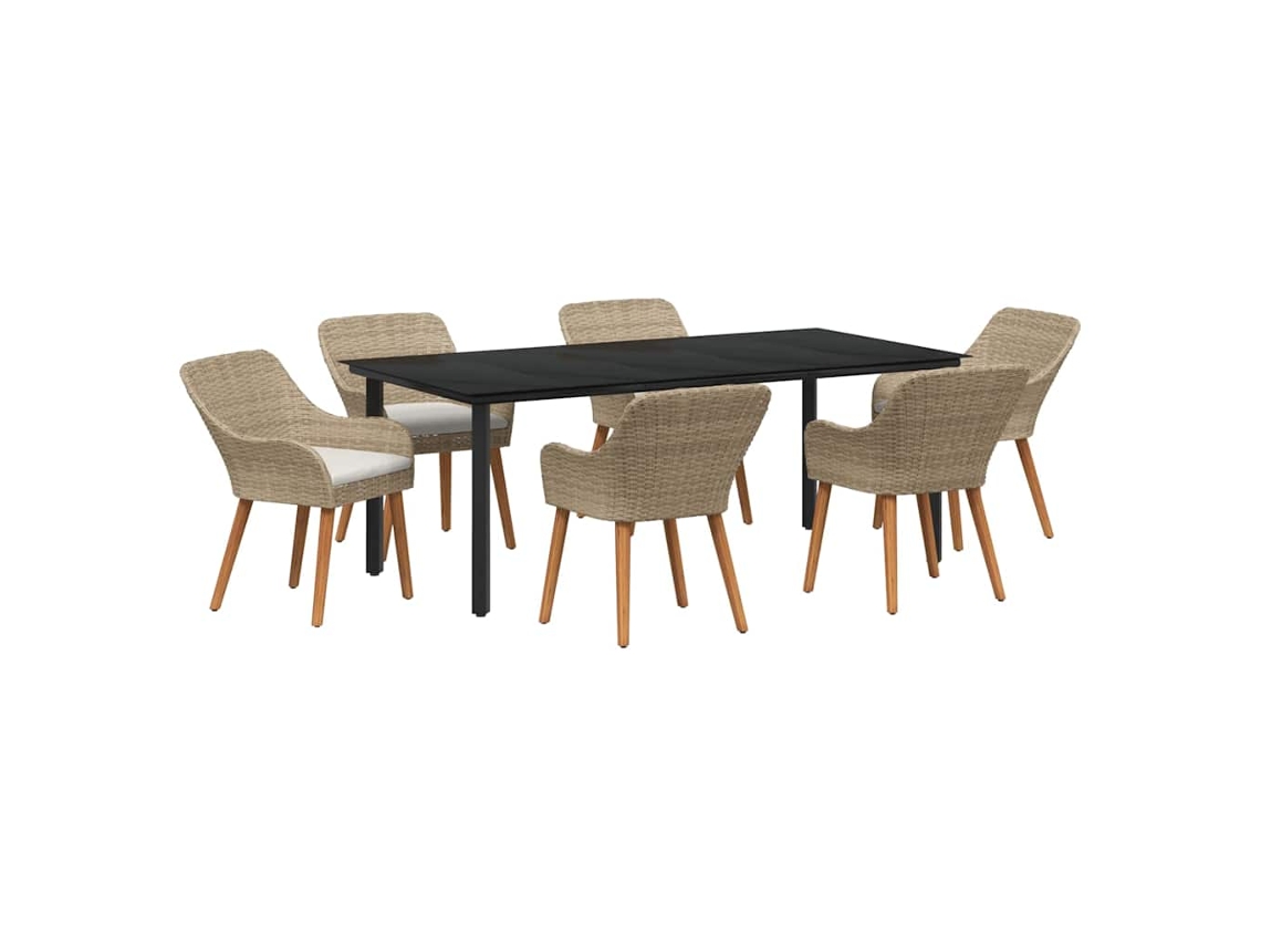 Maison Exclusive - Conjunto De Jantar Para Jardim Com Almofada 7 Pcs Bege Vime Pe