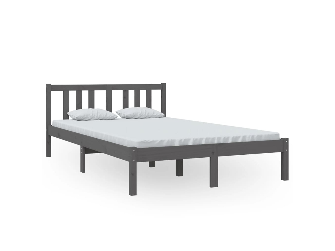 Estrutura de Cama 120x200 Cm Madeira Maciça Cinzento MAISON EXCLUSIVE