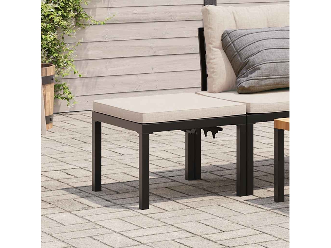 Banco De Jardim Com Almofadã£o Aã§o Revestido Com Pã³ Preto DKD HOME DECOR