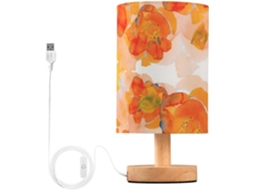 Abajur De Mesa Mnsruu Corn Poppy Orange Flower Com Luz Led E Cúpula Tecido, Ideal Para Quarto E Sala De Estar Lâmpada