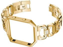 Pulseira De Aço Inoxidável Em Formato D Com Strass Para Smartwatch,