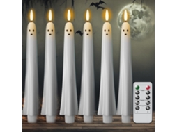 6 Velas de LED Fantasma para o Halloween, Decoração de Luz Noturna com Efeito Tremulante para Festas de Fim de Ano, 6 Unidades BRILVIBERA