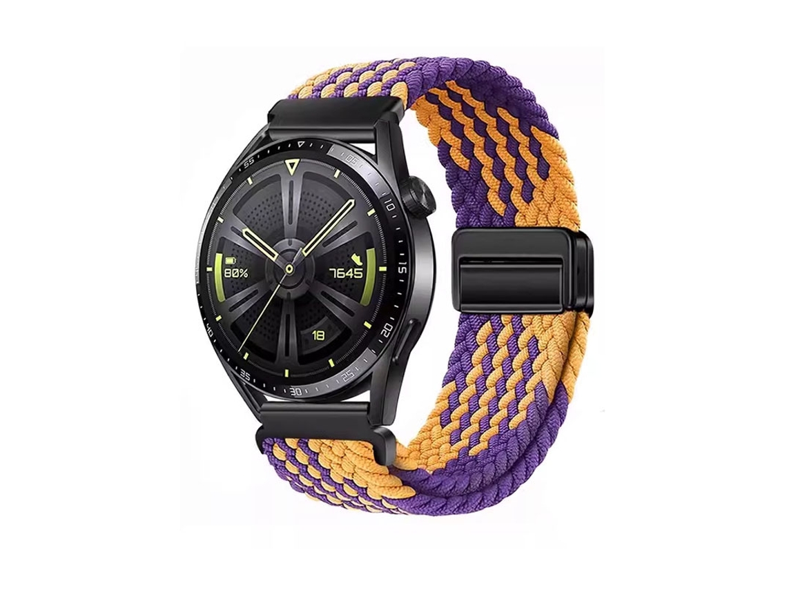 Pulseira GT6 em Nylon Trançado com Data Magnética, Compatível com Huawei Watch 5, Samsung Galaxy S7, Xiaomi S4 e Garmin Z.