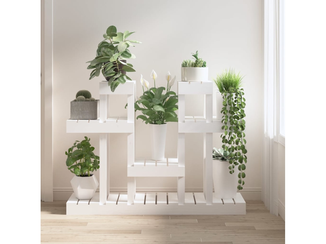 Vidaxl Suporte Para Plantas 104,5x25x77,5 Cm Pinho Maciço Branco