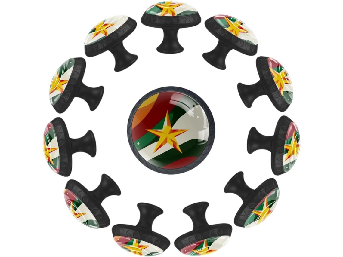 Puxadores E Maçanetas Redondas Para Armários De Cozinha, Conjunto De 12 Peças, Com As Bandeiras Americana E Mexicana