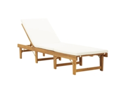 Espreguiã§adeira Dobrãvel C/almofadã£o Acãcia Maciã§a Branco Creme DKD HOME DECOR