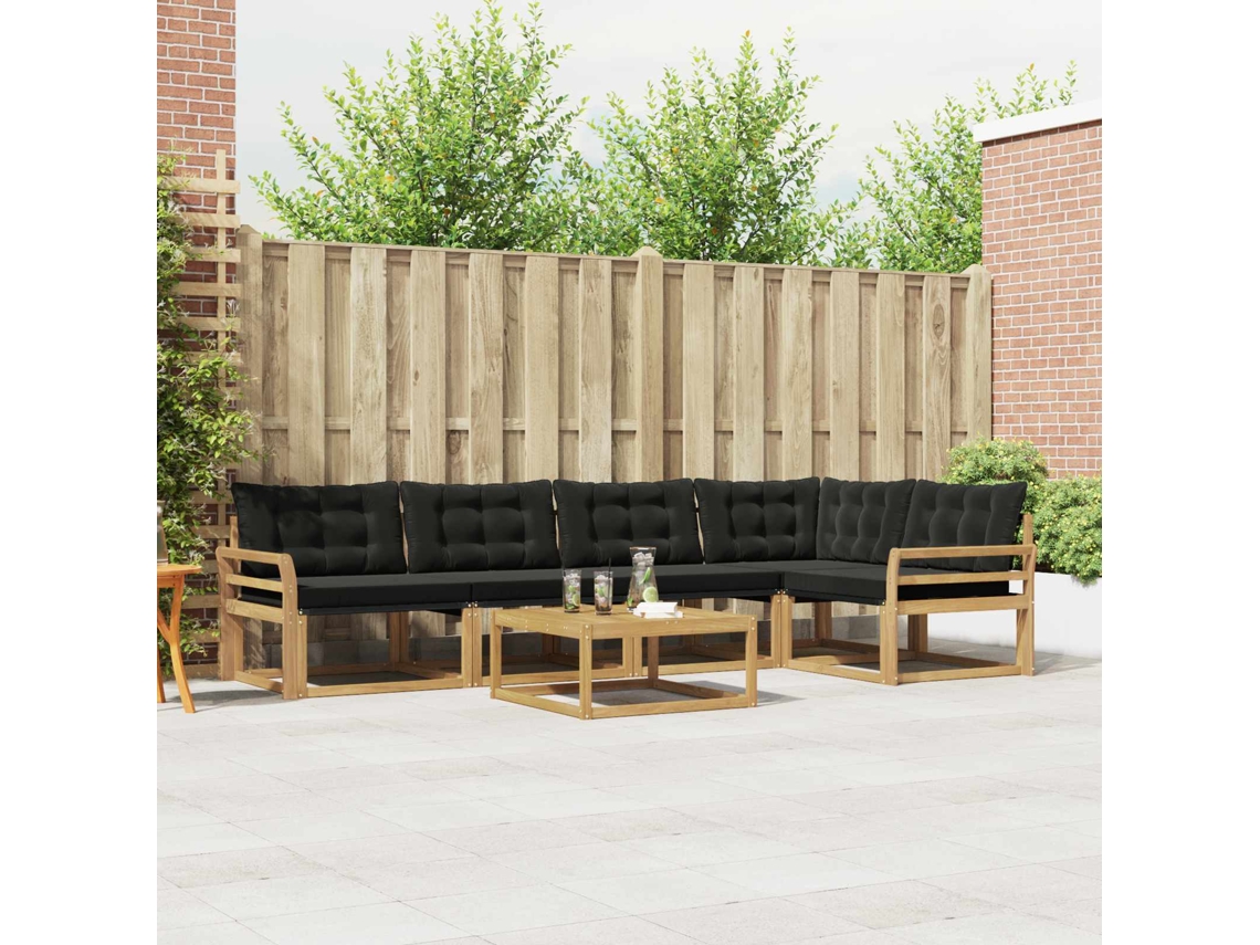 Vidaxl Conjunto De Sofás Para Exterior 6 Unid. Branco E Preto