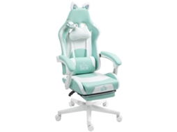 Cadeira Gaming azul claro com orelhas decorativas 65x62x116cm com reclínio e lombar ZIWEI STORE