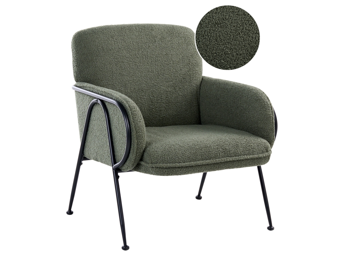 Sillón Beliani Trysnes De Bouclé Verde 74x75x84