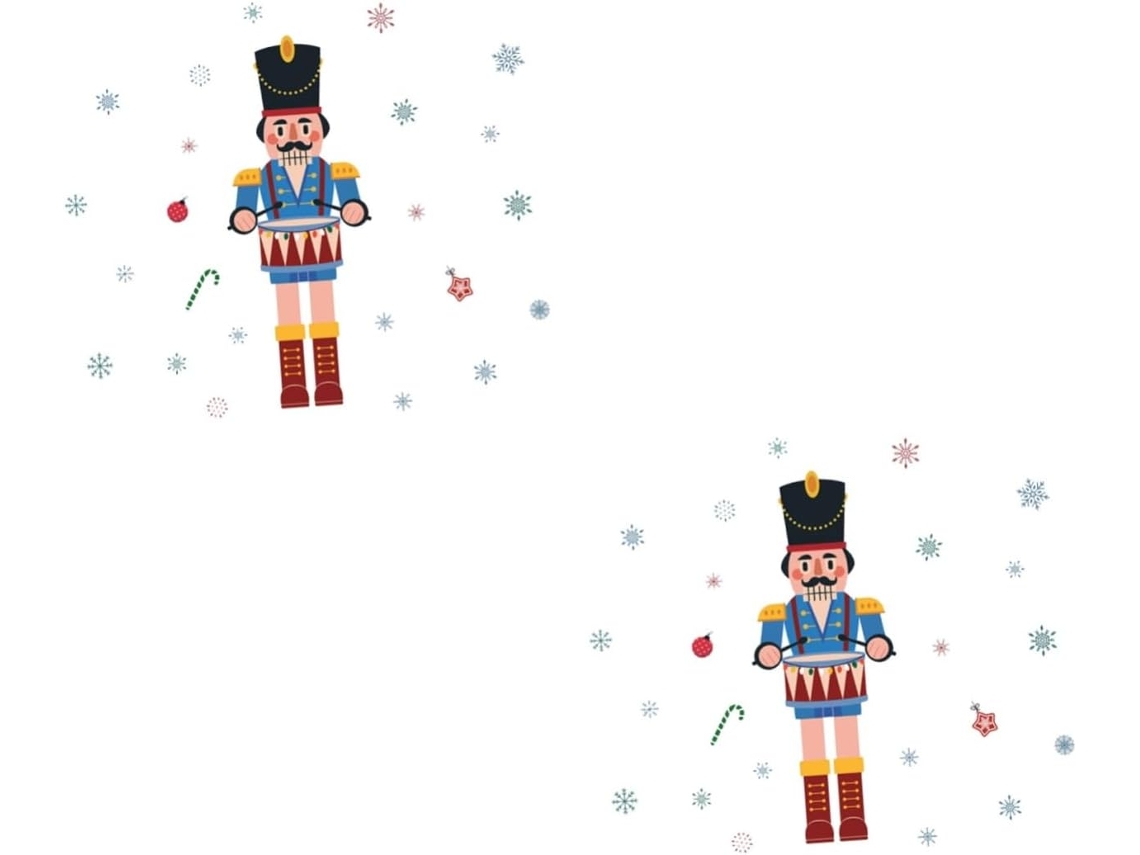 Conjunto De 2 Adesivos De Natal Para Janela Quebra Nozes E Floco De Neve, Decoração De Parede Autoa Gokoco