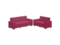 Conjunto de Sofá 2 Peças com Almofadas em Veludo Vermelho Vinho MAISON EXCLUSIVE