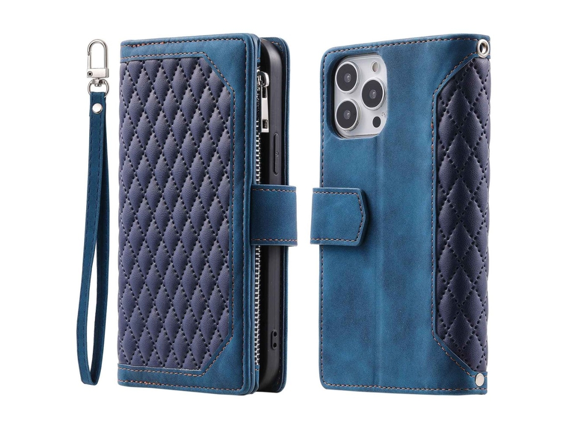 Capa Pega Inch Para Iphone 12 Pro Max Pele Sintética Azul
