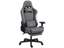 Cadeira Gamer Cinza Ergonômica, Braços 3d, Suporte Lombar
