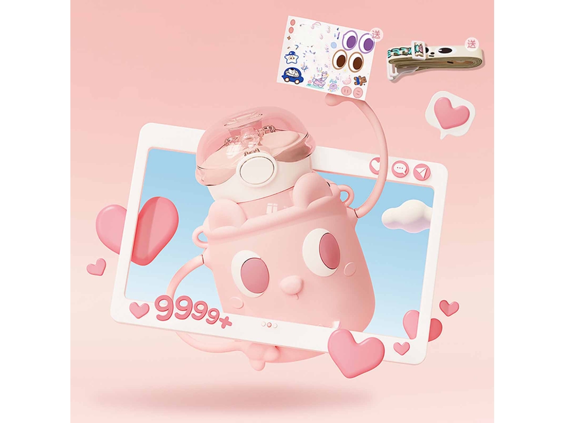 Garrafa Térmica Infantil 17oz Aço Inox 316 com Canudo para Escola Rosa