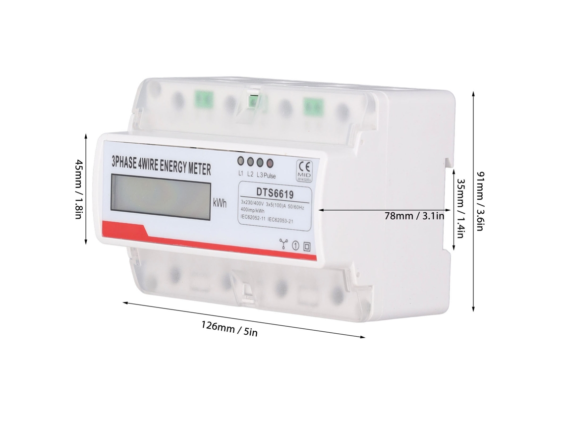 Laxiscreed Medidor De Energia Eléctrica Trifásico De Quatro Fios Com Ecrã Lcd
