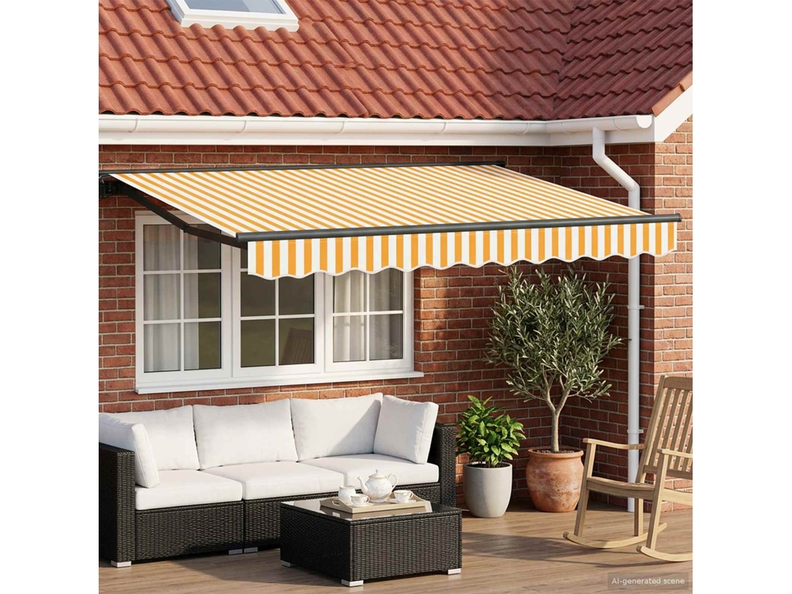 Vidaxl Toldo Retrátil Elétrico Amarelo, Branco, Antracite 3 X 2,5 M