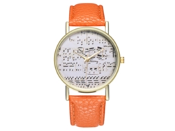 Reloj Analógico De Quartzo Para Mujer Y Hombre Con Correa De Pu Naranja