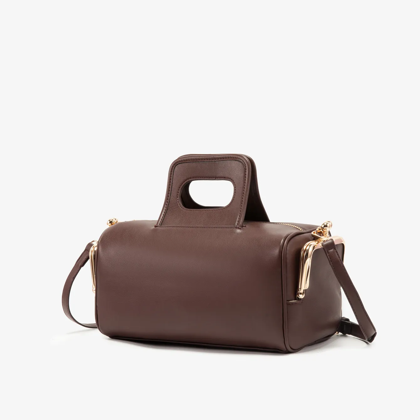 Bolsa Feminina Com Fecho De Fivela Na Cor Chocolate, Bolsa De Mão Em Couro Pu Para Usar No Ombro Ou Transversal.